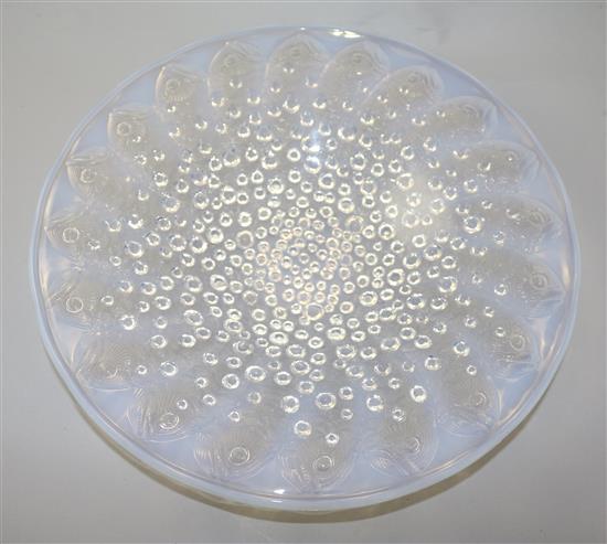 A René Lalique Roscoff pattern opalescent glass dish, 35.5cm